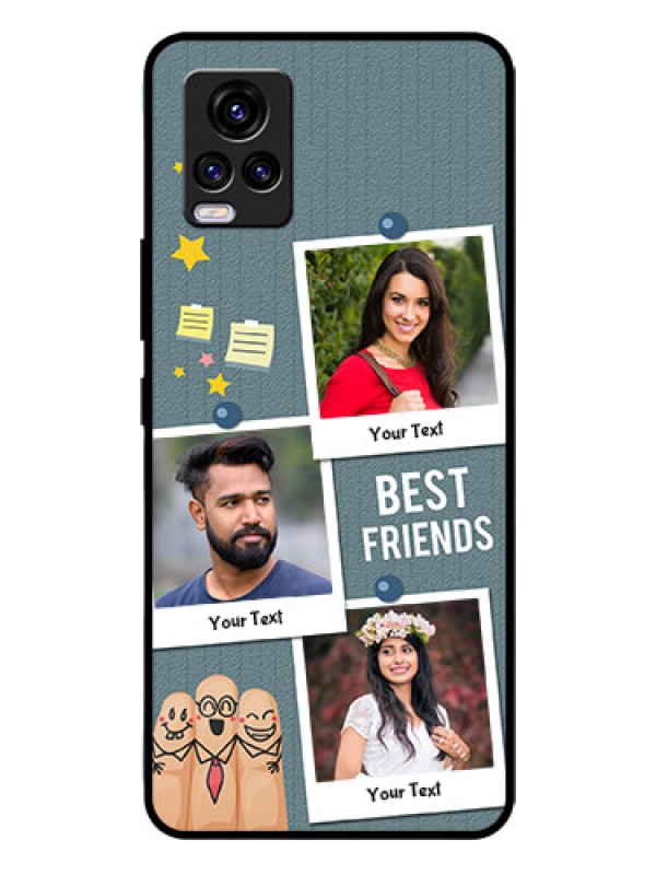 Custom Vivo V20 Personalized Glass Phone Case  - Sticky Frames and Friendship Design