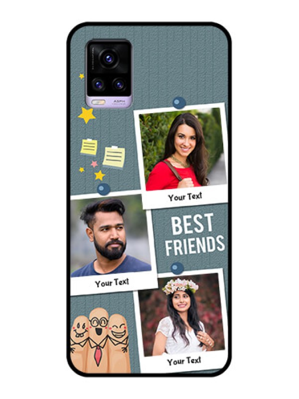Custom Vivo V20 Personalized Glass Phone Case  - Sticky Frames and Friendship Design