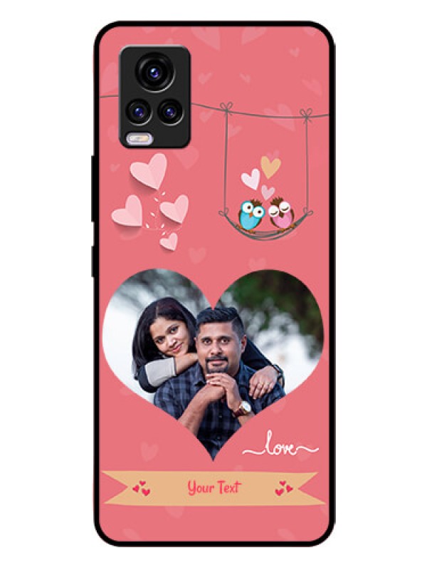 Custom Vivo V20 Personalized Glass Phone Case  - Peach Color Love Design 