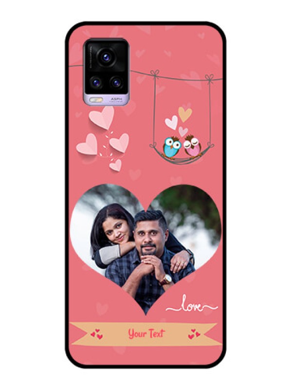 Custom Vivo V20 Personalized Glass Phone Case  - Peach Color Love Design 