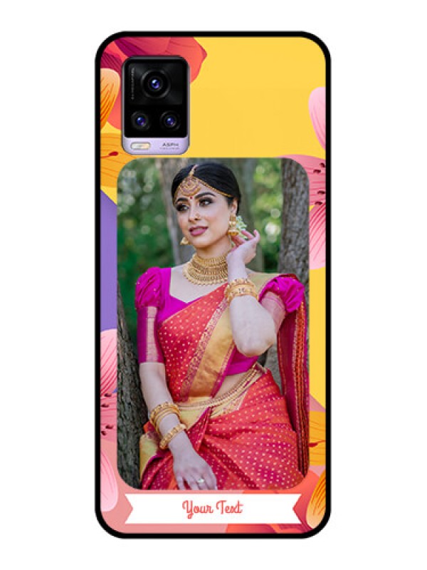 Custom Vivo V20 Custom Glass Mobile Case  - 3 Image With Vintage Floral Design