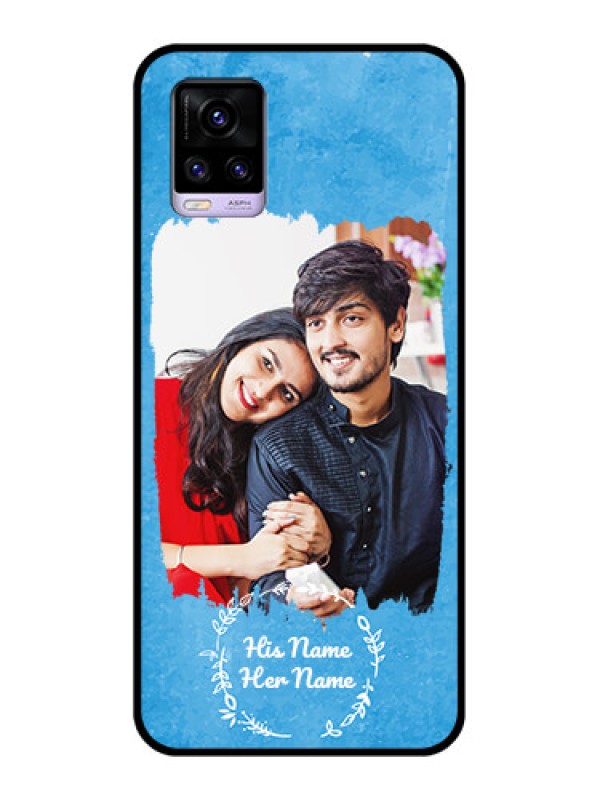 Custom Vivo V20 Custom Glass Phone Case - Blue Color Vintage Design