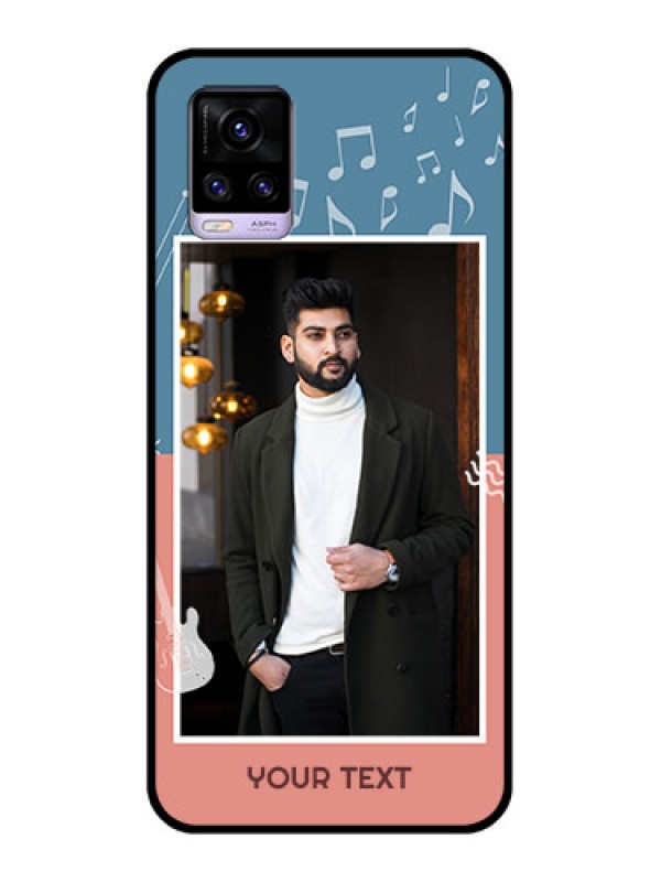 Custom Vivo V20 Photo Printing on Glass Case  - with Color Musical Note Design