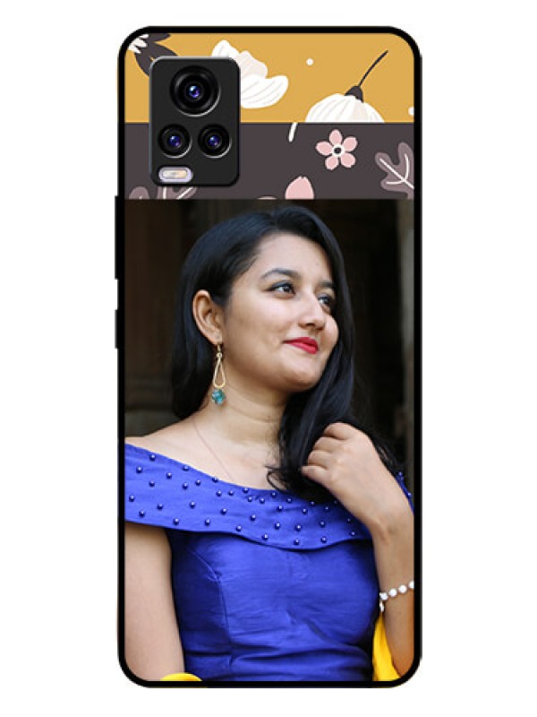 Custom Vivo V20 Custom Glass Phone Case  - Stylish Floral Design