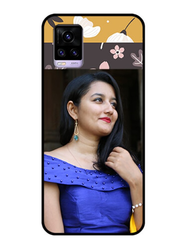 Custom Vivo V20 Custom Glass Phone Case  - Stylish Floral Design