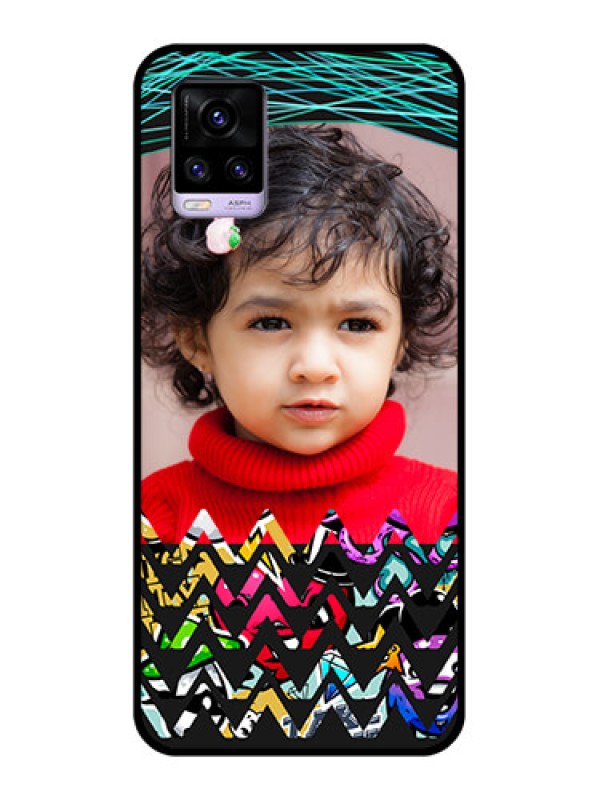 Custom Vivo V20 Personalized Glass Phone Case  - Neon Abstract Design