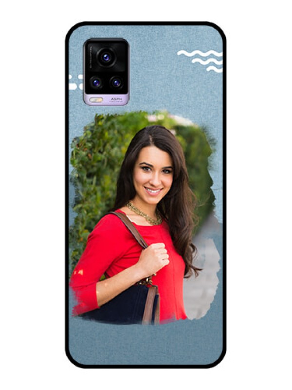 Custom Vivo V20 Custom Glass Mobile Case  - Grunge Line Art Design