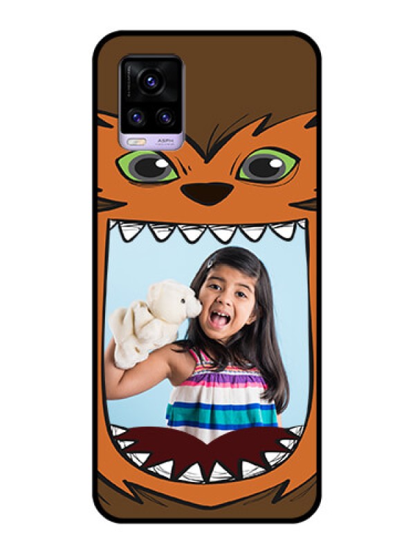 Custom Vivo V20 Photo Printing on Glass Case  - Owl Monster Back Case Design