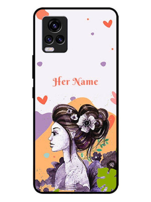 Custom Vivo V20 Personalized Glass Phone Case - Woman And Nature Design