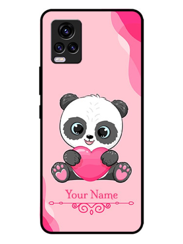 Custom Vivo V20 Custom Glass Mobile Case - Cute Panda Design