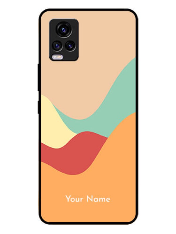 Custom Vivo V20 Personalized Glass Phone Case - Ocean Waves Multi-colour Design