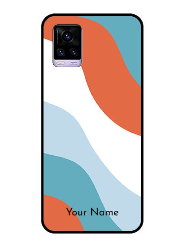 Custom Vivo V20 Custom Glass Mobile Case - coloured Waves Design