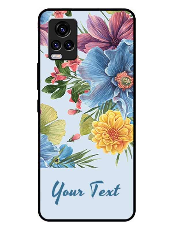 Custom Vivo V20 Custom Glass Mobile Case - Stunning Watercolored Flowers Painting Design