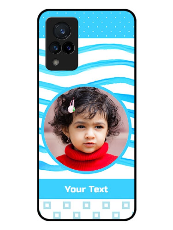 Custom Vivo V21 5G Custom Glass Phone Case - Simple Blue Case Design