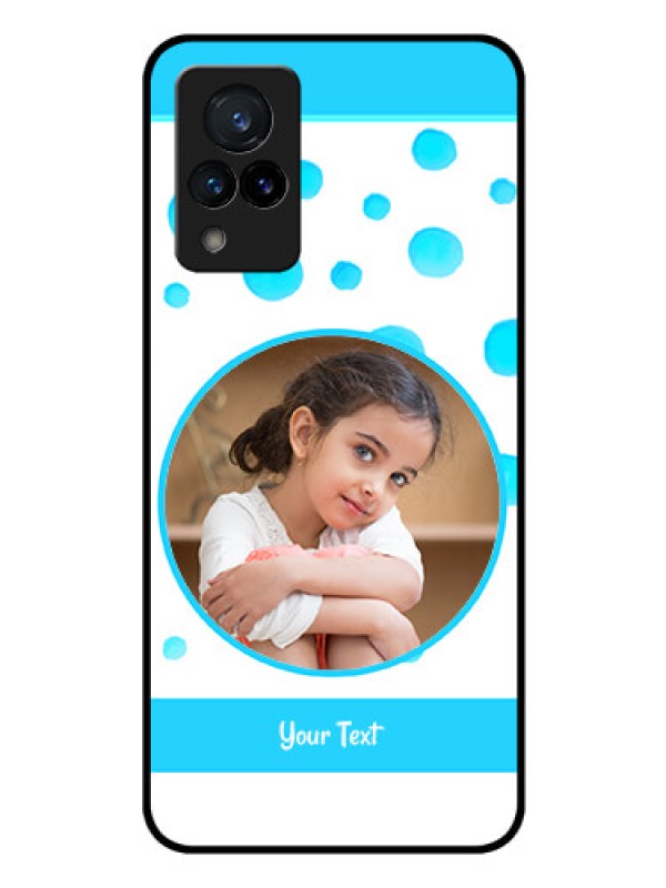 Custom Vivo V21 5G Photo Printing on Glass Case - Blue Bubbles Pattern Design