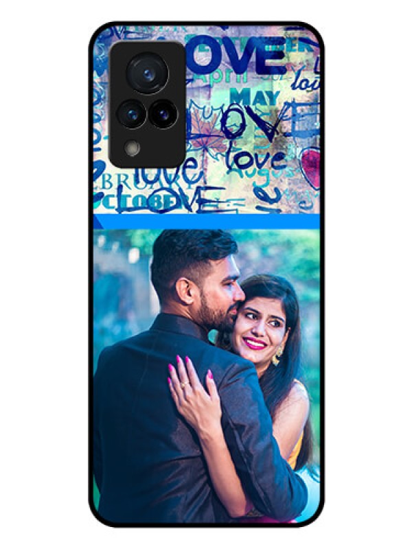 Custom Vivo V21 5G Custom Glass Mobile Case - Colorful Love Design