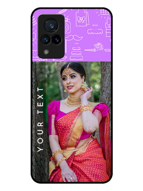 Custom Vivo V21 5G Custom Glass Mobile Case - Birthday Icons Design