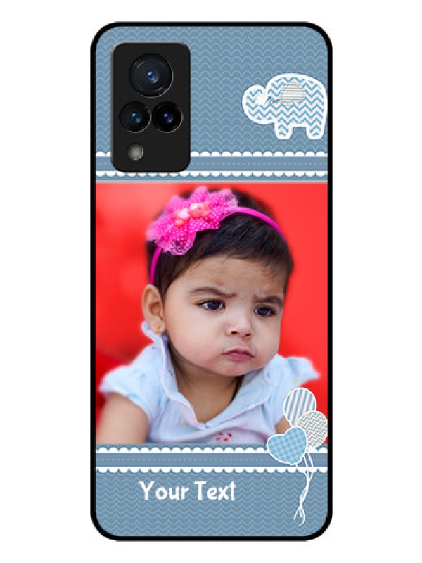Custom Vivo V21 5G Photo Printing on Glass Case - with Kids Pattern Design
