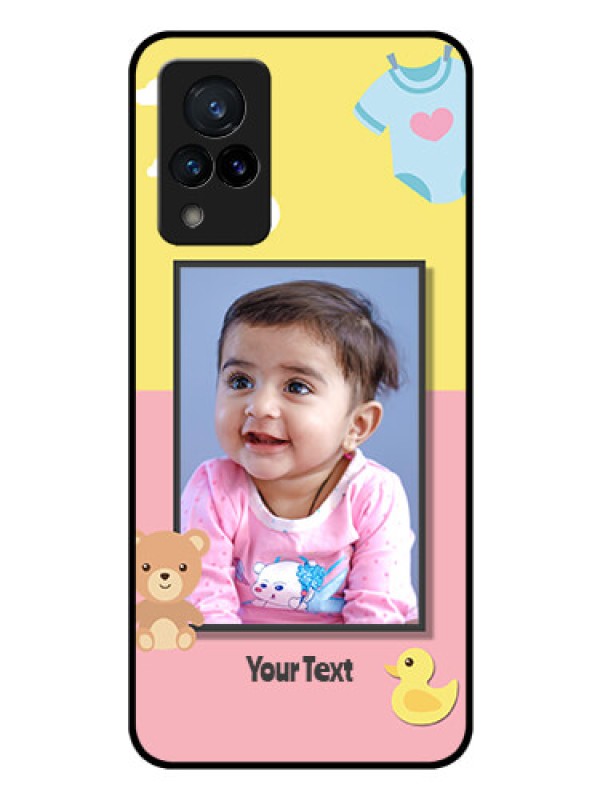 Custom Vivo V21 5G Photo Printing on Glass Case - Kids 2 Color Design