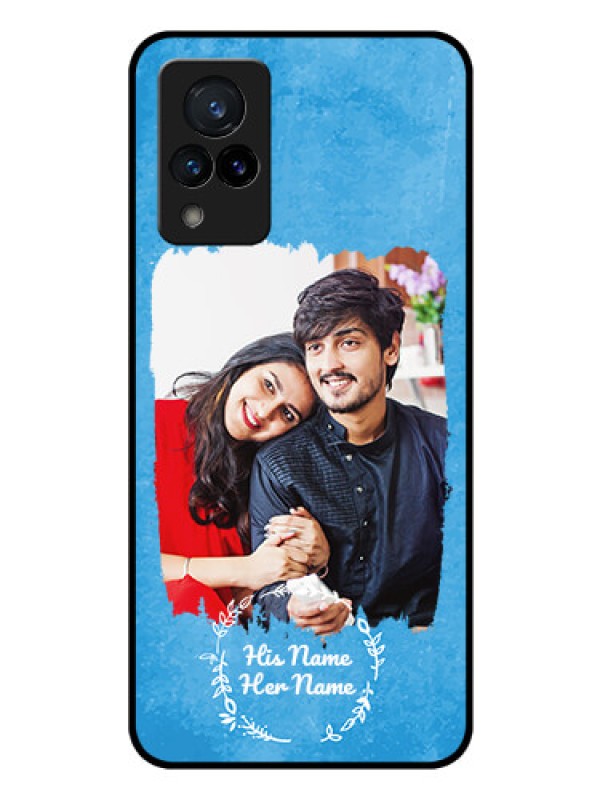 Custom Vivo V21 5G Custom Glass Phone Case - Blue Color Vintage Design