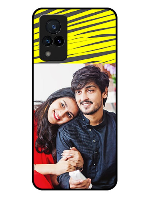 Custom Vivo V21 5G Photo Printing on Glass Case - Yellow Abstract Design