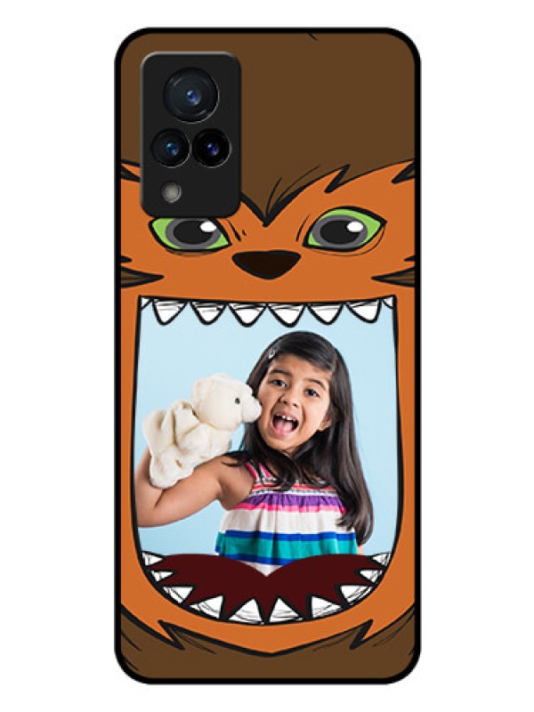 Custom Vivo V21 5G Photo Printing on Glass Case - Owl Monster Back Case Design