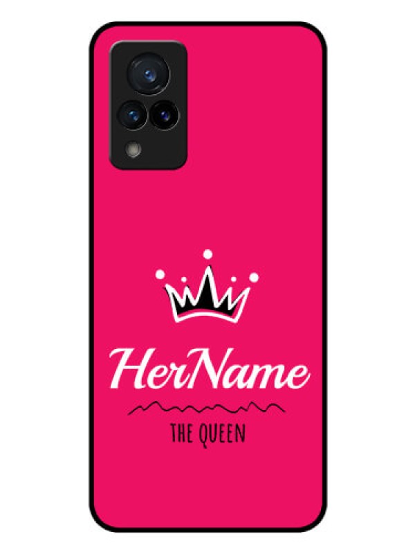 Custom Vivo V21 5G Glass Phone Case Queen with Name