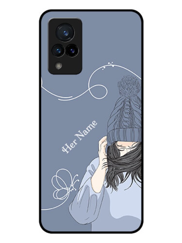 Custom Vivo V21 5G Custom Glass Mobile Case - Girl in winter outfit Design