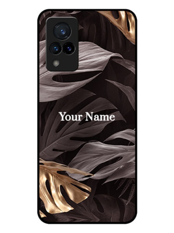 Custom Vivo V21 5G Personalised Glass Phone Case - Wild Leaves digital paint Design