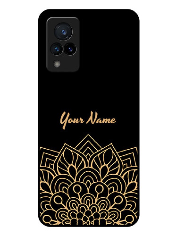 Custom Vivo V21 5G Custom Glass Phone Case - Golden mandala Design