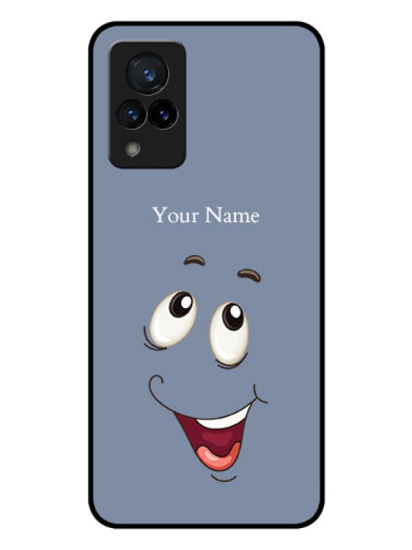 Custom Vivo V21 5G Photo Printing on Glass Case - Laughing Cartoon Face Design