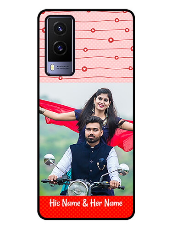 Custom Vivo V21E 5G Personalized Glass Phone Case - Red Pattern Case Design