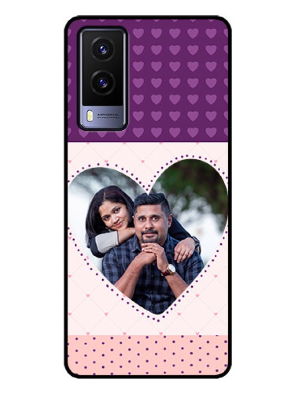 Custom Vivo V21E 5G Custom Glass Phone Case - Violet Love Dots Design