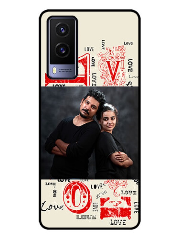 Custom Vivo V21E 5G Photo Printing on Glass Case - Trendy Love Design Case