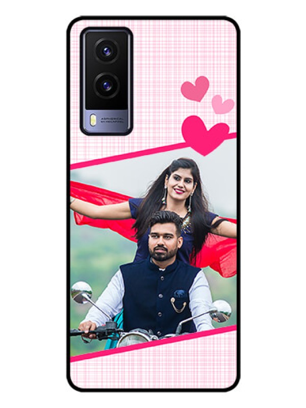 Custom Vivo V21E 5G Custom Glass Phone Case - Love Shape Heart Design
