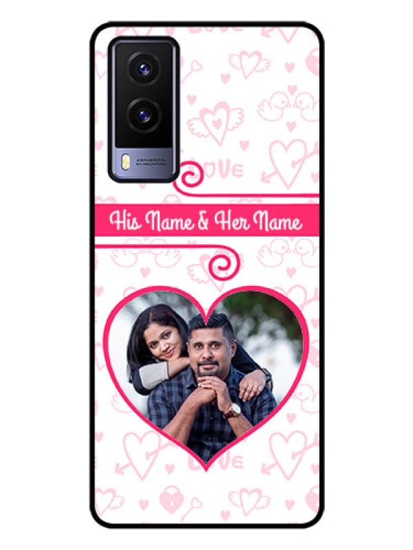 Custom Vivo V21E 5G Personalized Glass Phone Case - Heart Shape Love Design