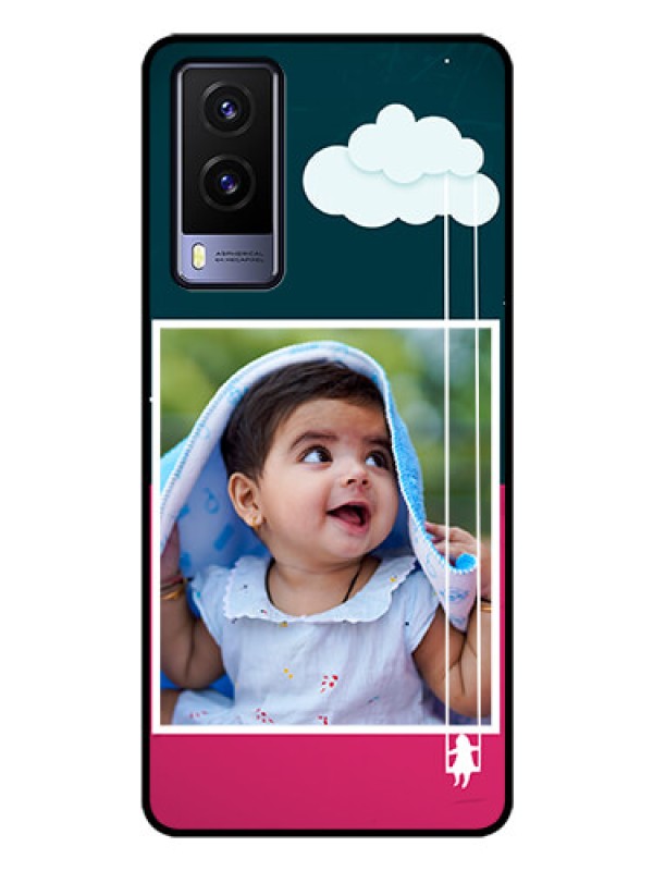 Custom Vivo V21E 5G Custom Glass Phone Case - Cute Girl with Cloud Design