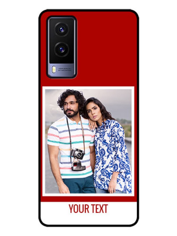 Custom Vivo V21E 5G Personalized Glass Phone Case - Simple Red Color Design