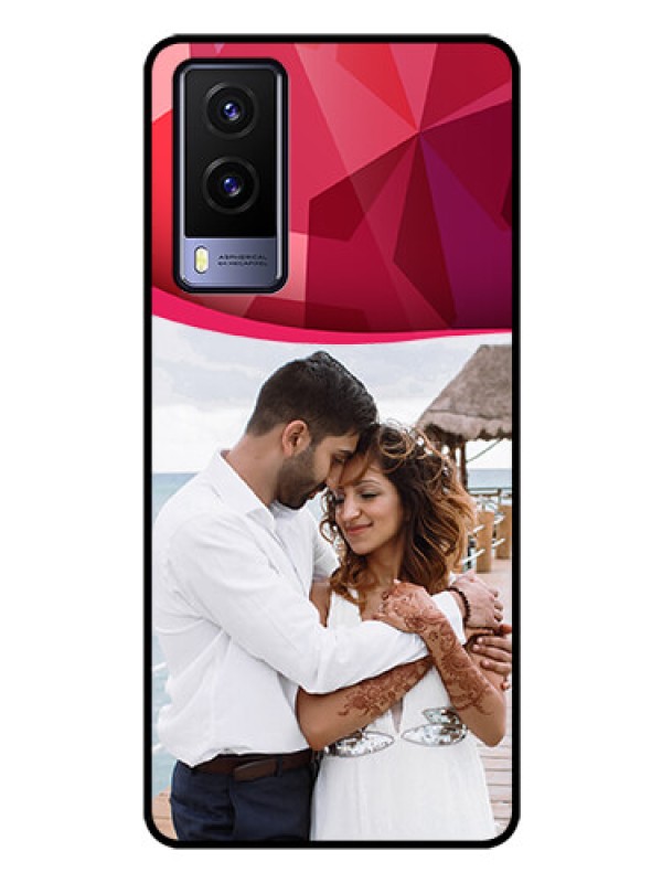 Custom Vivo V21E 5G Custom Glass Mobile Case - Red Abstract Design
