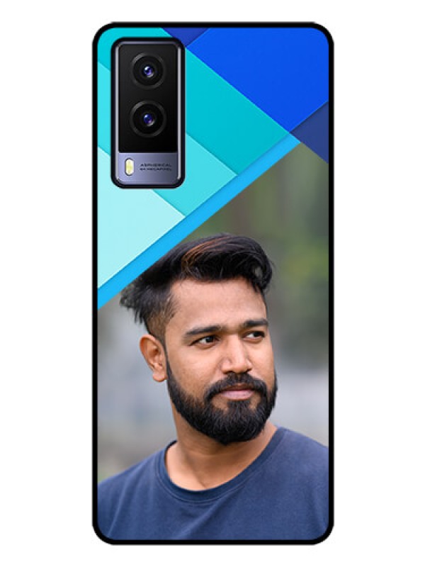 Custom Vivo V21E 5G Custom Glass Phone Case - Blue Pattern Design