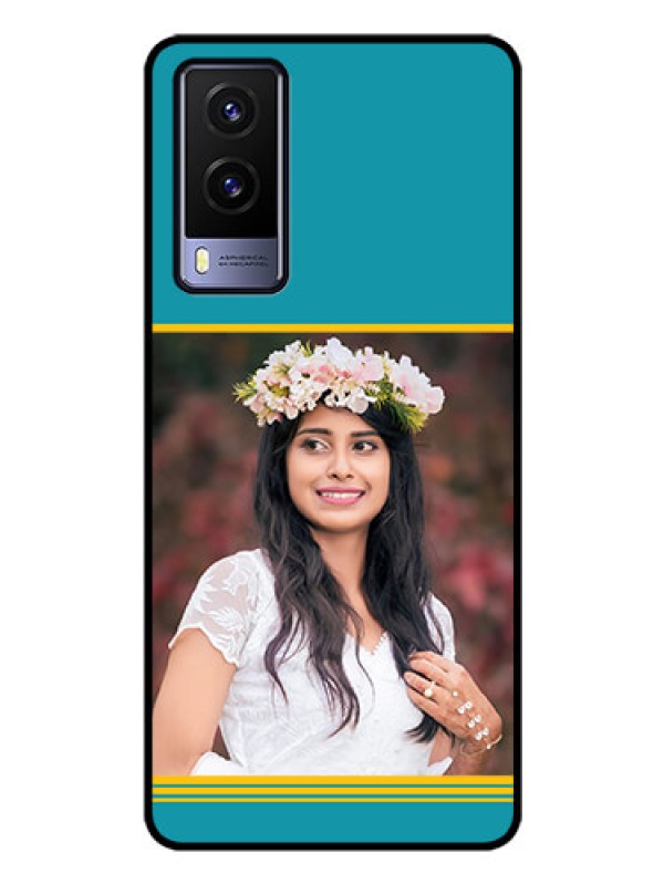 Custom Vivo V21E 5G Custom Glass Phone Case - Yellow & Blue Design