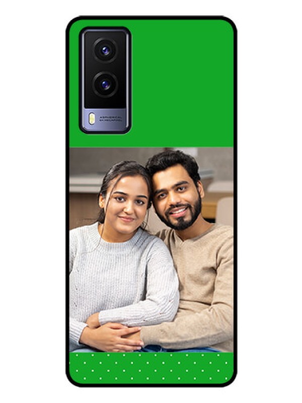 Custom Vivo V21E 5G Personalized Glass Phone Case - Green Pattern Design
