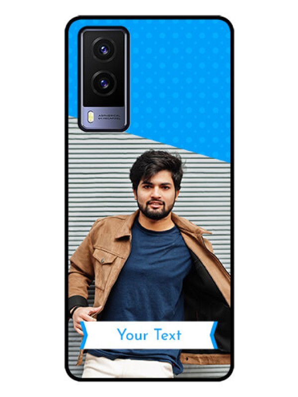 Custom Vivo V21E 5G Photo Printing on Glass Case - Simple Blue Color Design