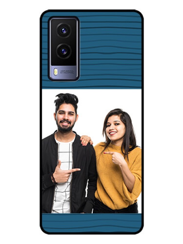 Custom Vivo V21E 5G Custom Glass Phone Case - Blue Pattern Cover Design