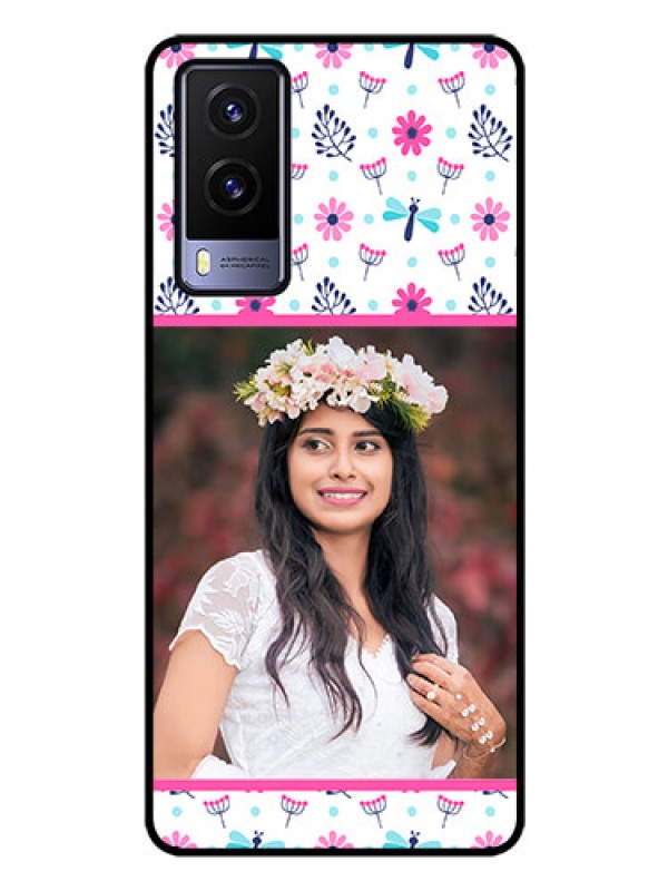 Custom Vivo V21E 5G Photo Printing on Glass Case - Colorful Flower Design