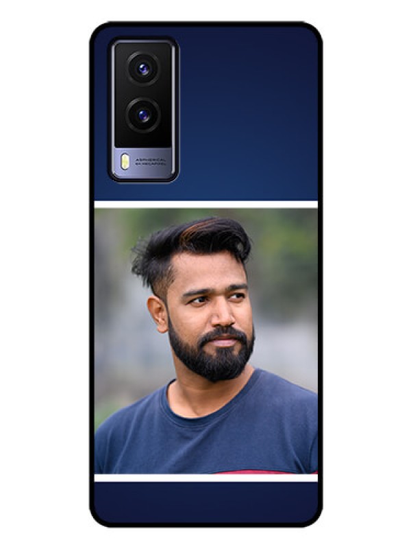Custom Vivo V21E 5G Personalized Glass Phone Case - Simple Royal Blue Design