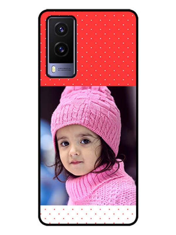 Custom Vivo V21E 5G Photo Printing on Glass Case - Red Pattern Design