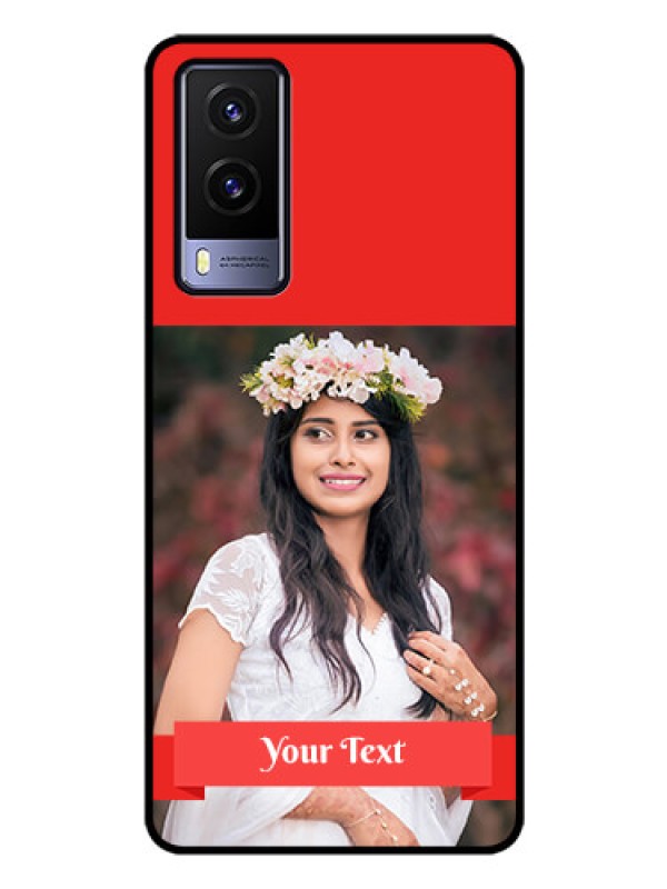 Custom Vivo V21E 5G Custom Glass Phone Case - Simple Red Color Design