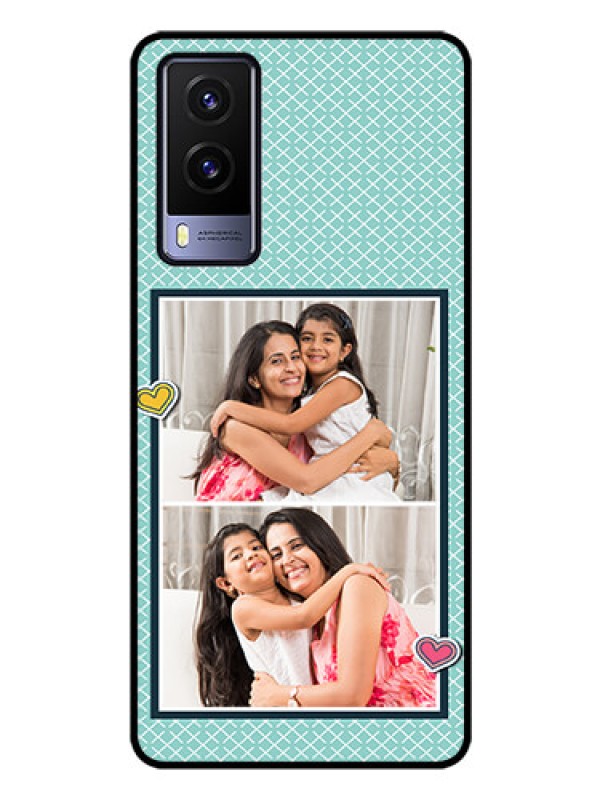 Custom Vivo V21E 5G Custom Glass Phone Case - 2 Image Holder with Pattern Design