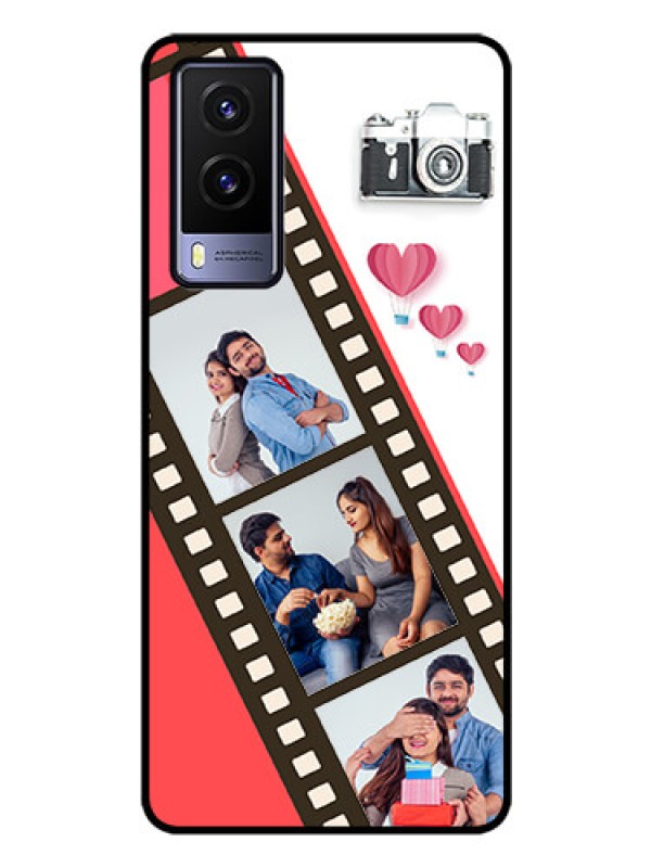 Custom Vivo V21E 5G Personalized Glass Phone Case - 3 Image Holder with Film Reel